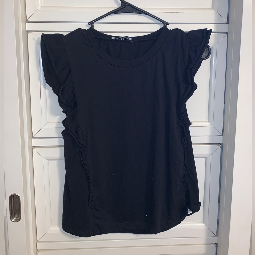Black Zara Ruffle Tank Top